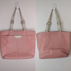Coach Hamilton pink and white pebbles leather tote